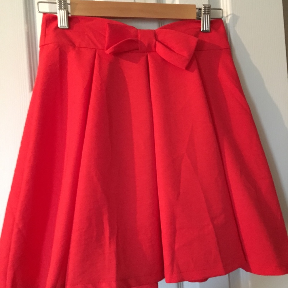 Red Mini Skirt with Bow
